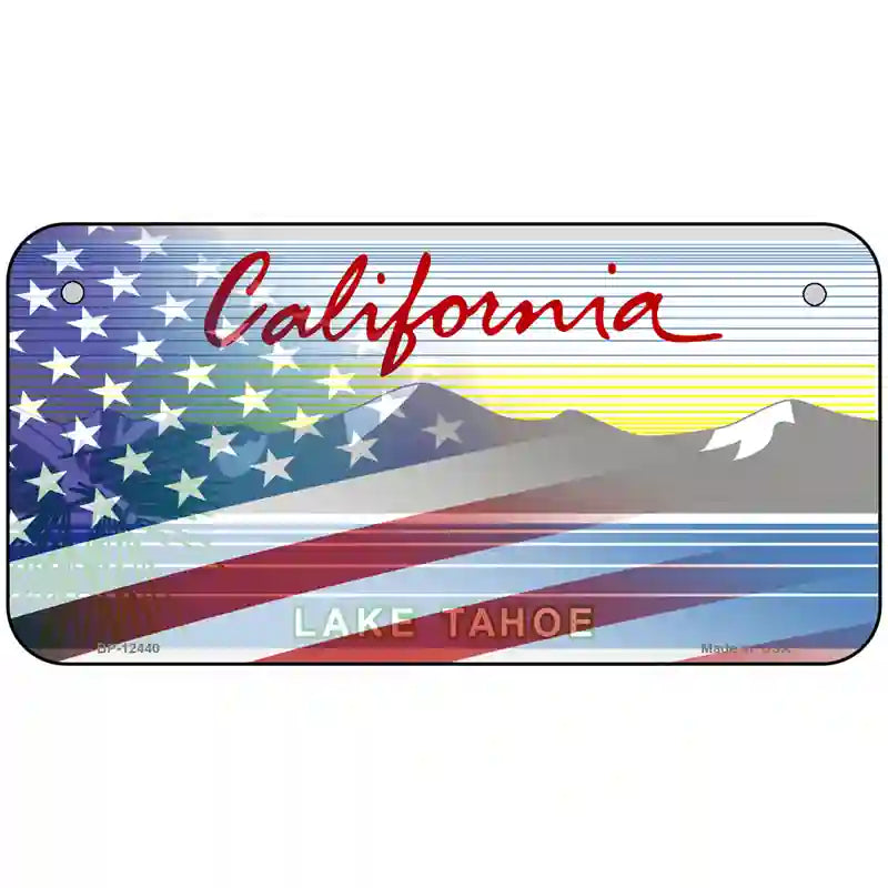 California Tahoe Plate American Flag Novelty Metal License Plate 6" x 3" (BP)