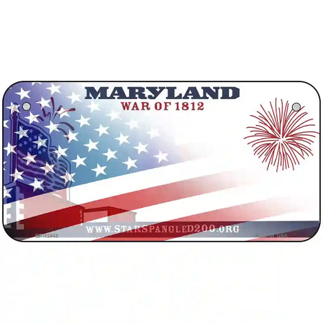 Maryland War Plate American Flag Novelty Metal License Plate 6" x 3" (BP)