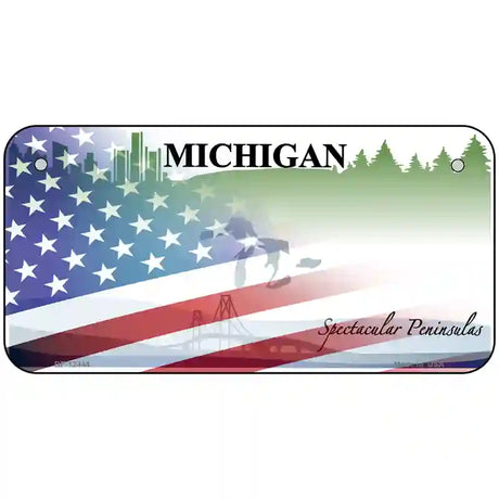 Michigan Peninsulas Plate American Flag Novelty Metal License Plate 6" x 3" (BP)