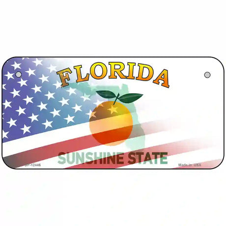 Florida with American Flag Novelty Metal License Plate LP-12446 6" x 3" (BP)