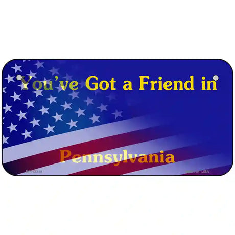 Pennsylvania with American Flag Novelty Metal License Plate LP-12448 6" x 3" (BP)