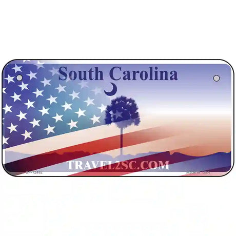 South Carolina Travel Plate American Flag Novelty Metal License Plate 6" x 3" (BP)