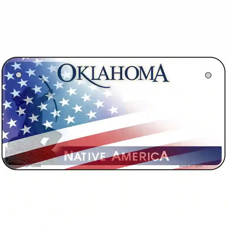 Oklahoma with American Flag Novelty Metal License Plate LP-12455 6" x 3" (BP)