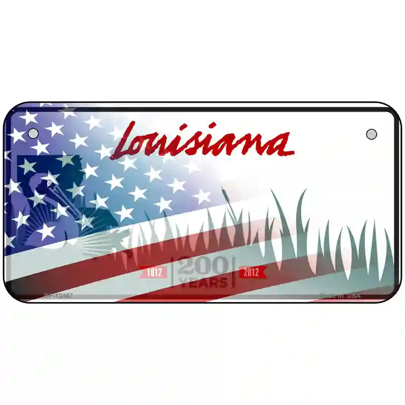 Louisiana with American Flag Novelty Metal License Plate LP-12457 6" x 3" (BP)