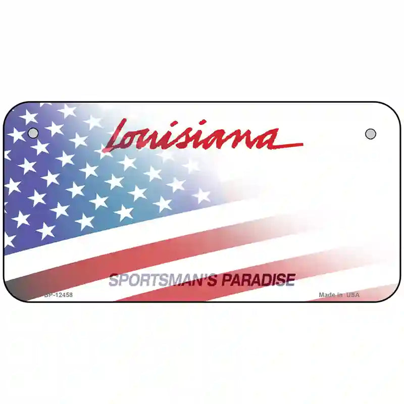 Louisiana Plate American Flag Novelty Metal License Plate 6" x 3" (BP)