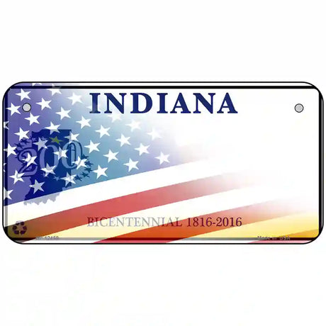 Indiana with American Flag Novelty Metal License Plate LP-12459 6" x 3" (BP)