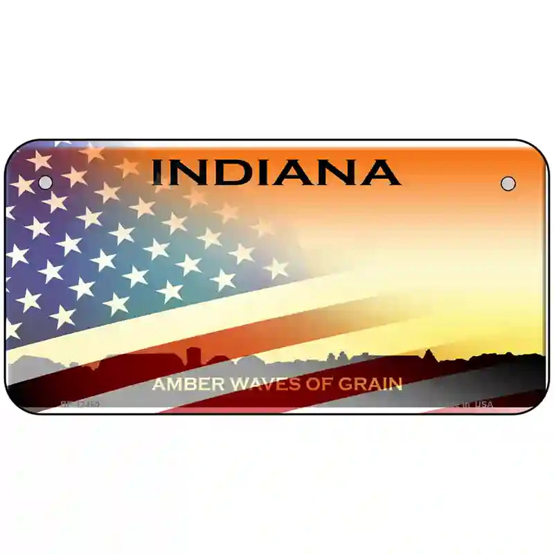 Indiana Amber Waves Plate American Flag Novelty Metal License Plate 6" x 3" (BP)