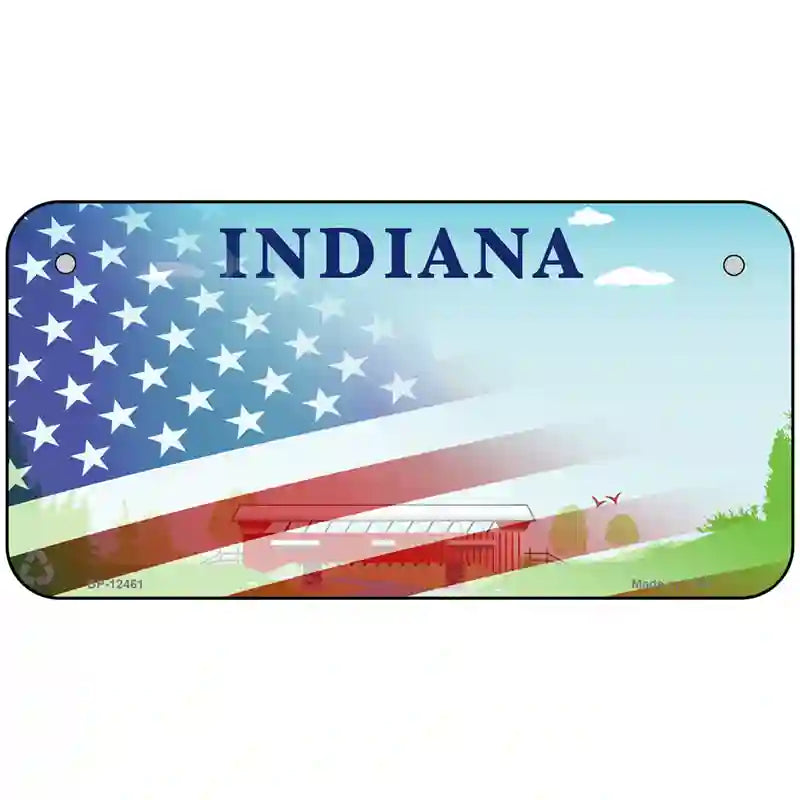 Indiana Bridge Plate American Flag Novelty Metal License Plate 6" x 3" (BP)