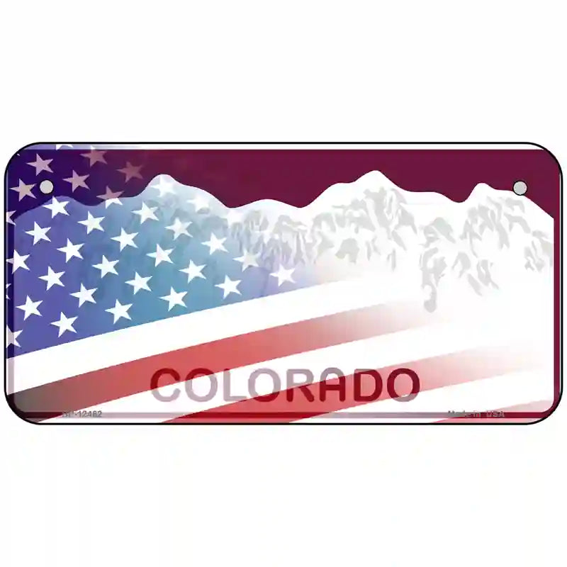 Colorado with American Flag Novelty Metal License Plate LP-12462 6" x 3" (BP)