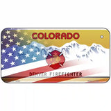 Colorado Firefighter Plate American Flag Novelty Metal License Plate 6" x 3" (BP)