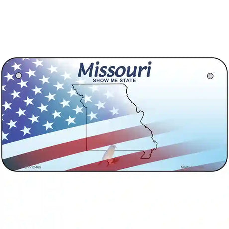 Missouri with American Flag Novelty Metal License Plate LP-12465 6" x 3" (BP)