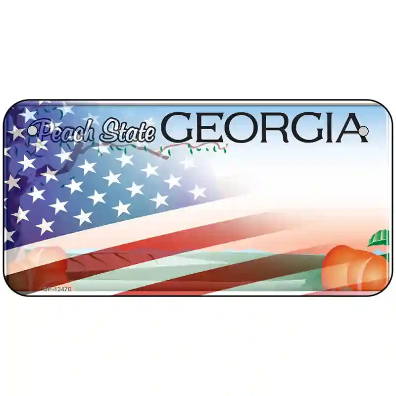 Georgia with American Flag Novelty Metal License Plate LP-12470 6" x 3" (BP)