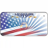 Mississippi with American Flag Novelty Metal License Plate LP-12476 6" x 3" (BP)