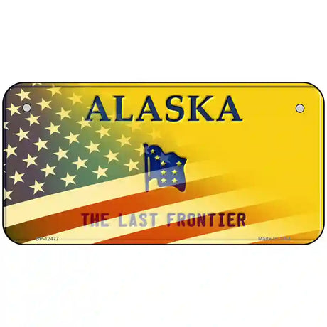 Alaska with American Flag Novelty Metal License Plate LP-12477 6" x 3" (BP)