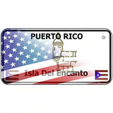 Puerto Rico with American Flag Novelty Metal License Plate 6" x 3" (BP)