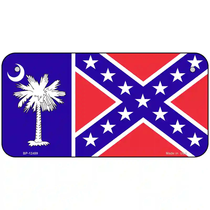 South Carolina Confederate Flag Novelty Metal License Plate 6" x 3" (BP)