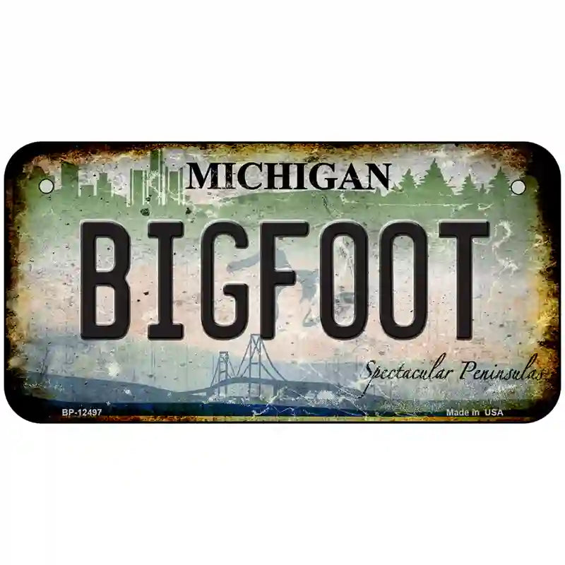 Bigfoot Michigan Novelty Metal License Plate 6" x 3" (BP)