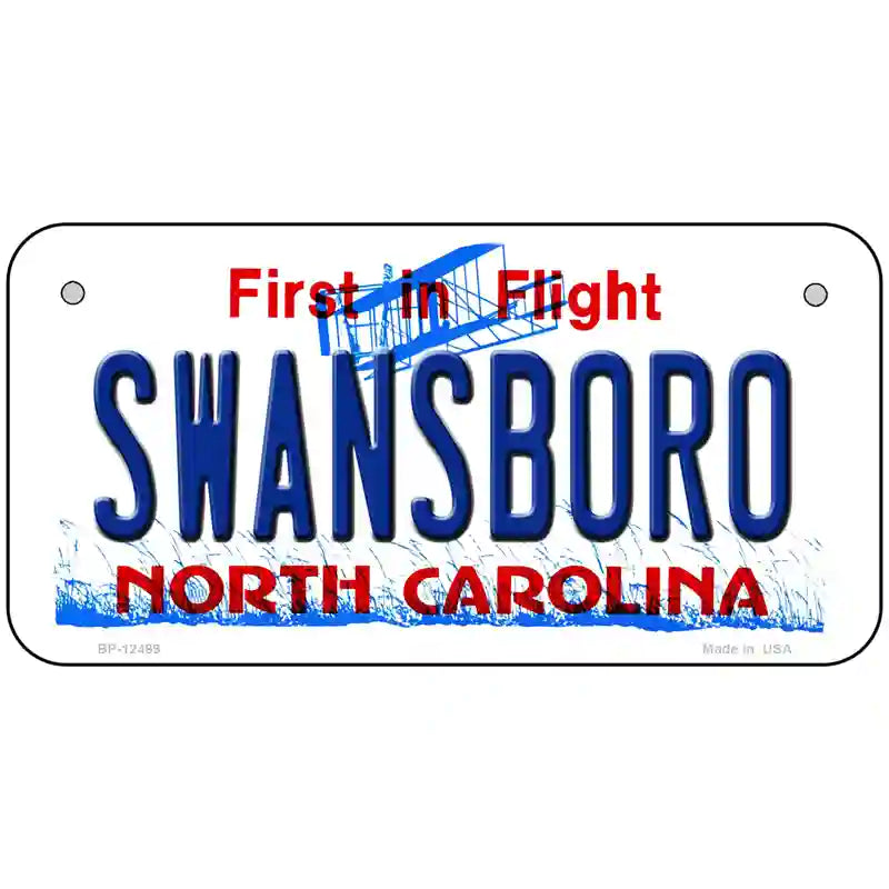 Swansboro North Carolina Novelty Metal License Plate 6" x 3" (BP)