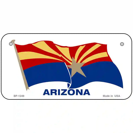 Arizona Waving Flag Novelty Metal License Plate 6" x 3" (BP)