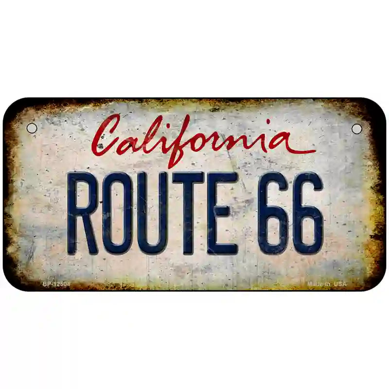 Route 66 California Novelty Metal License Plate 6" x 3" (BP)