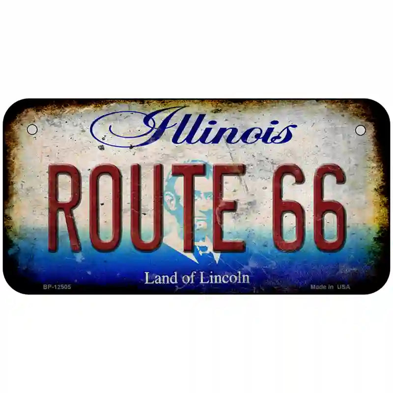 Route 66 Illinois Novelty Metal License Plate 6" x 3" (BP)