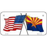 Arizona American Crossed Flags Novelty Metal License Plate 6" x 3" (BP)