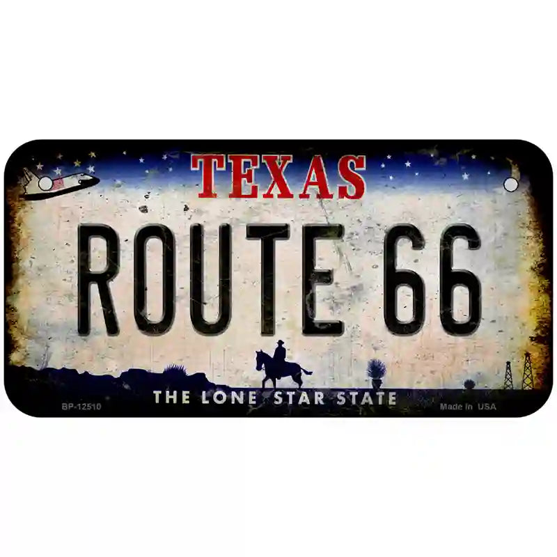 Route 66 Texas Novelty Metal License Plate 6" x 3" (BP)