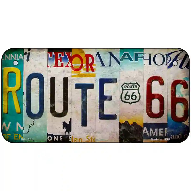 Route 66 Strip Novelty Metal License Plate 6" x 3" (BP)