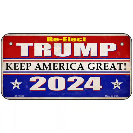 Re-Elect Trump 2024 Novelty Metal License Plate 6" x 3" (BP)