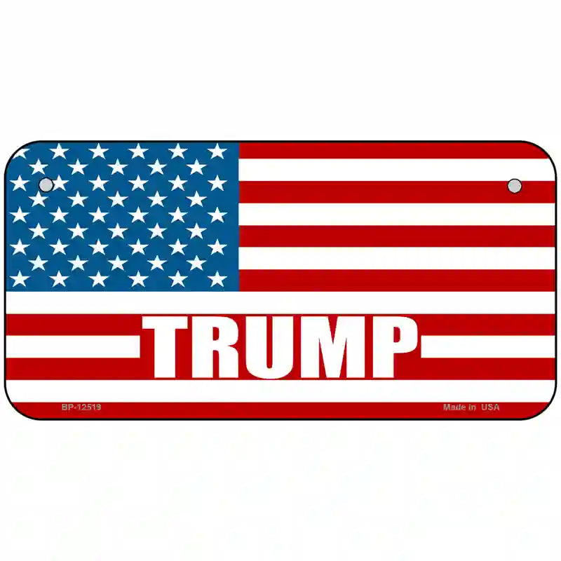 Trump American Flag Novelty Metal License Plate 6" x 3" (BP)