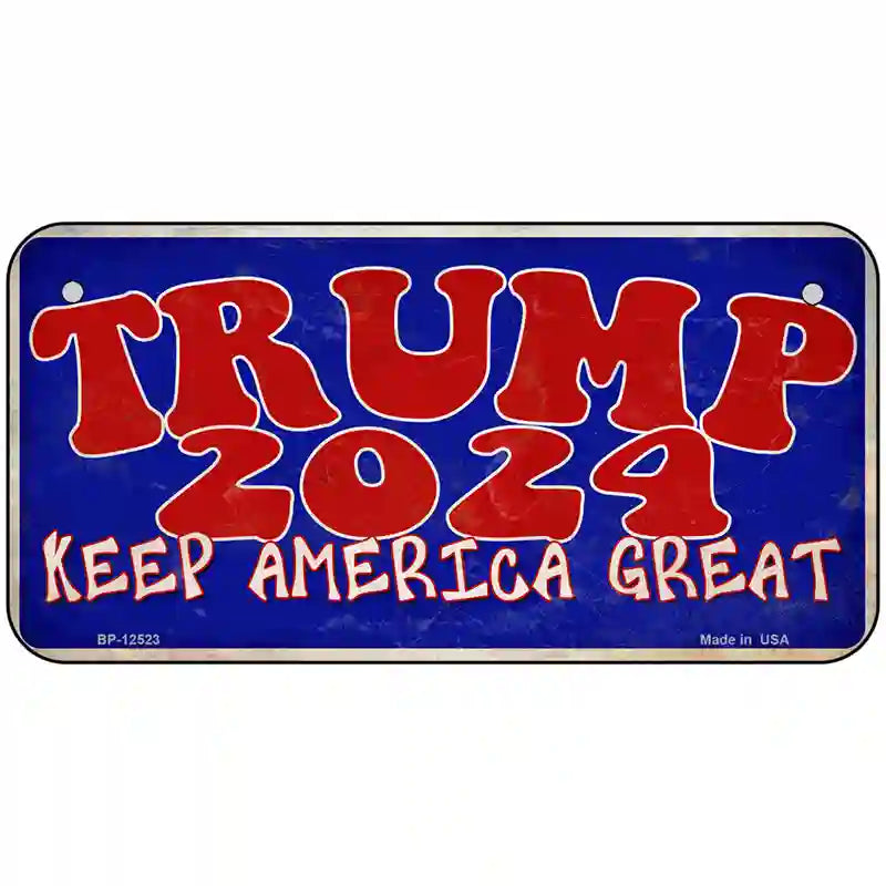 Trump 2024 Keep America Great Novelty Metal License Plate 6" x 3" (BP)