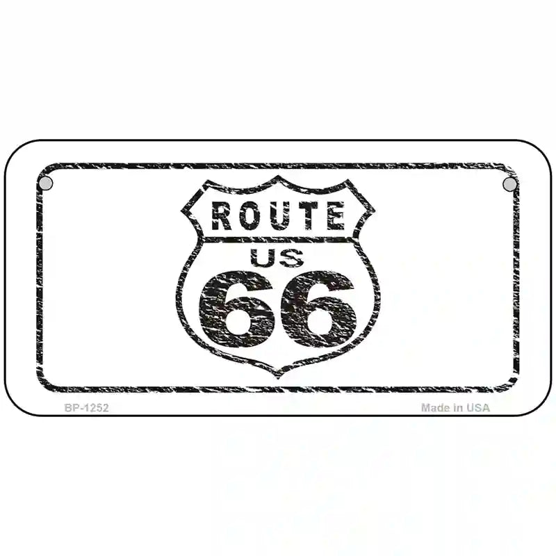 Route 66 Distressed Novelty Metal License Plate 6" x 3" (BP)