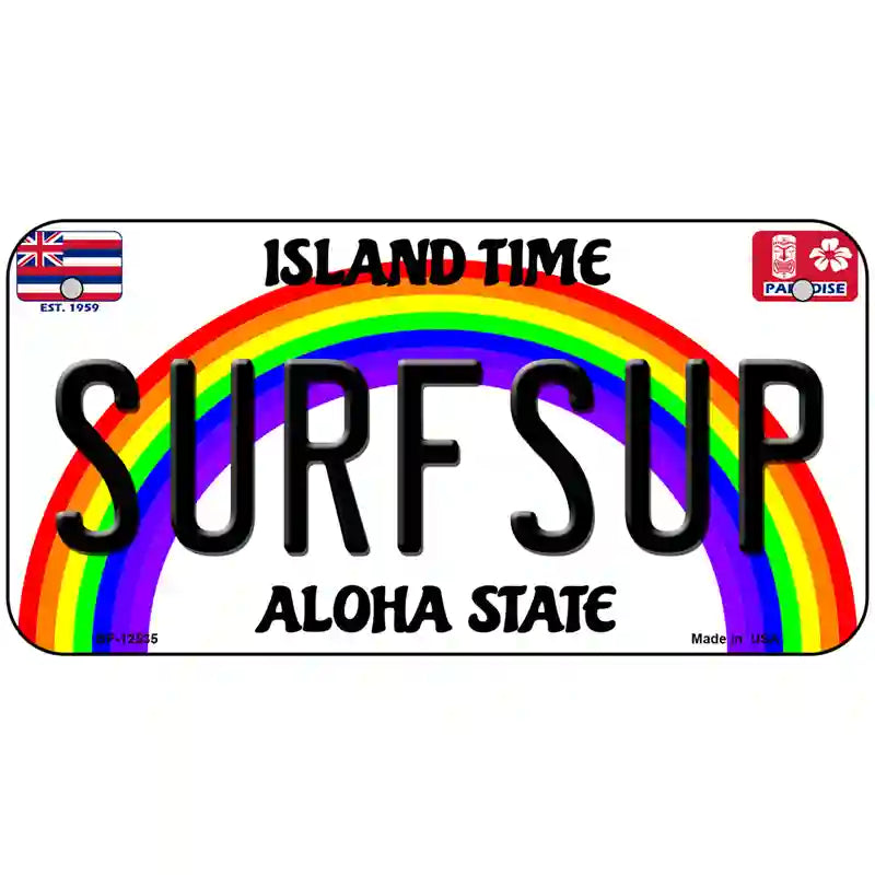 Surfsup Hawaii Novelty Metal License Plate 6" x 3" (BP)