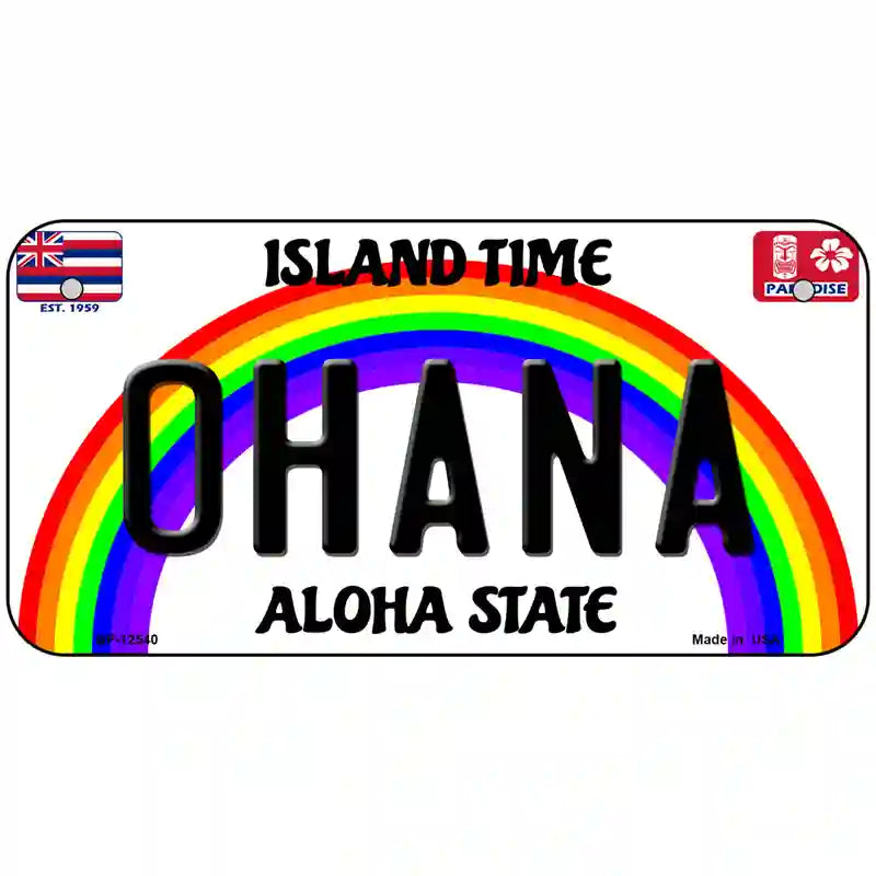 Ohana Hawaii Novelty Metal License Plate 6" x 3" (BP)