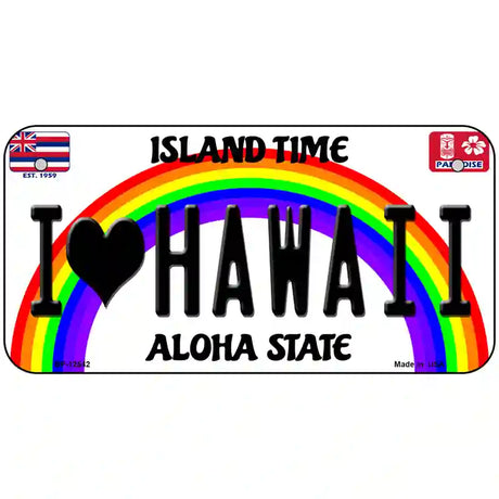 I Love Hawaii Novelty Metal License Plate 6" x 3" (BP)