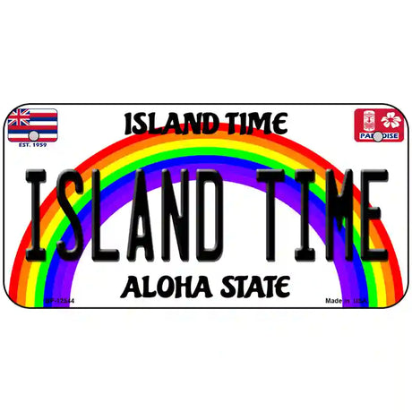 Island Time Hawaii Novelty Metal License Plate 6" x 3" (BP)