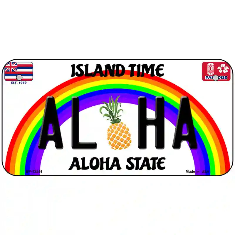 Aloha Pineapple Hawaii Novelty Metal License Plate 6" x 3" (BP)