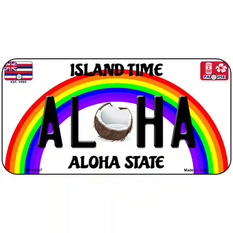 Aloha Coconut Hawaii Novelty Metal License Plate 6" x 3" (BP)