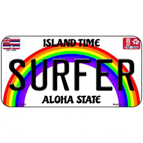 Surfer Hawaii Novelty Metal License Plate 6" x 3" (BP)