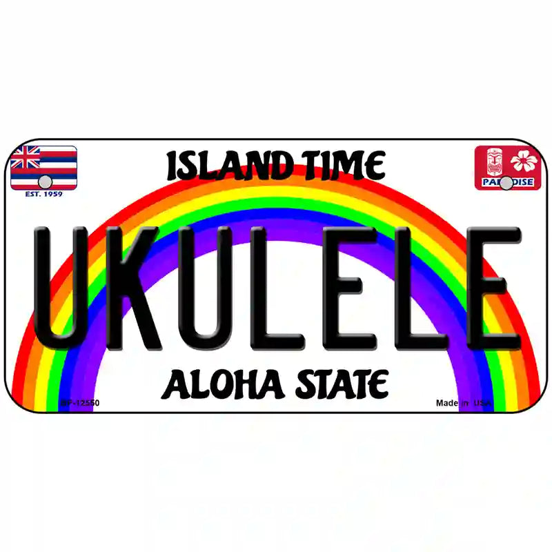 Ukulele Hawaii Novelty Metal License Plate 6" x 3" (BP)