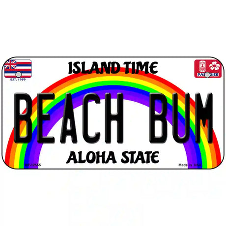 Beach Bum Hawaii Novelty Metal License Plate 6" x 3" (BP)