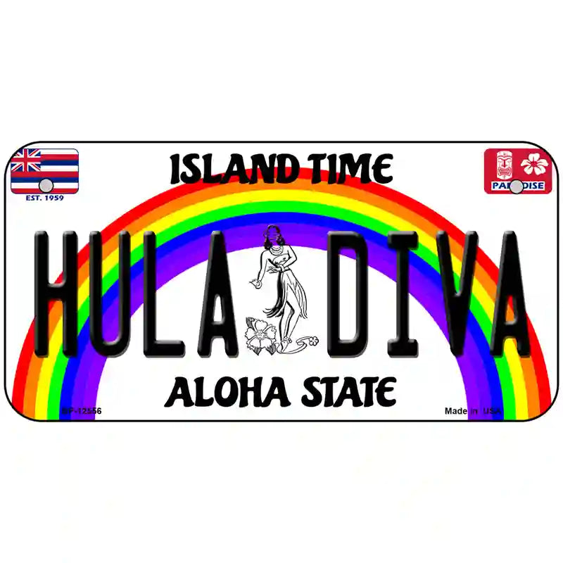 Hula Diva Hawaii Novelty Metal License Plate 6" x 3" (BP)