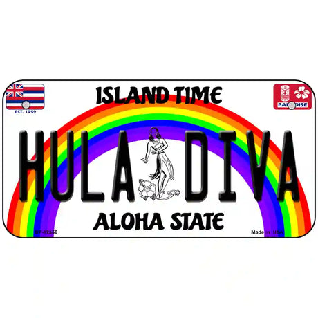 Hula Diva Hawaii Novelty Metal License Plate 6" x 3" (BP)