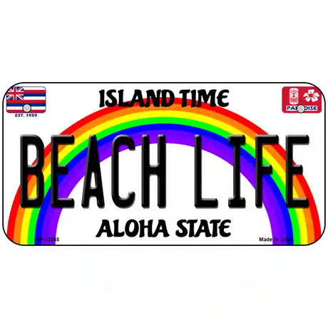 Beach Life Hawaii Novelty Metal License Plate 6" x 3" (BP)