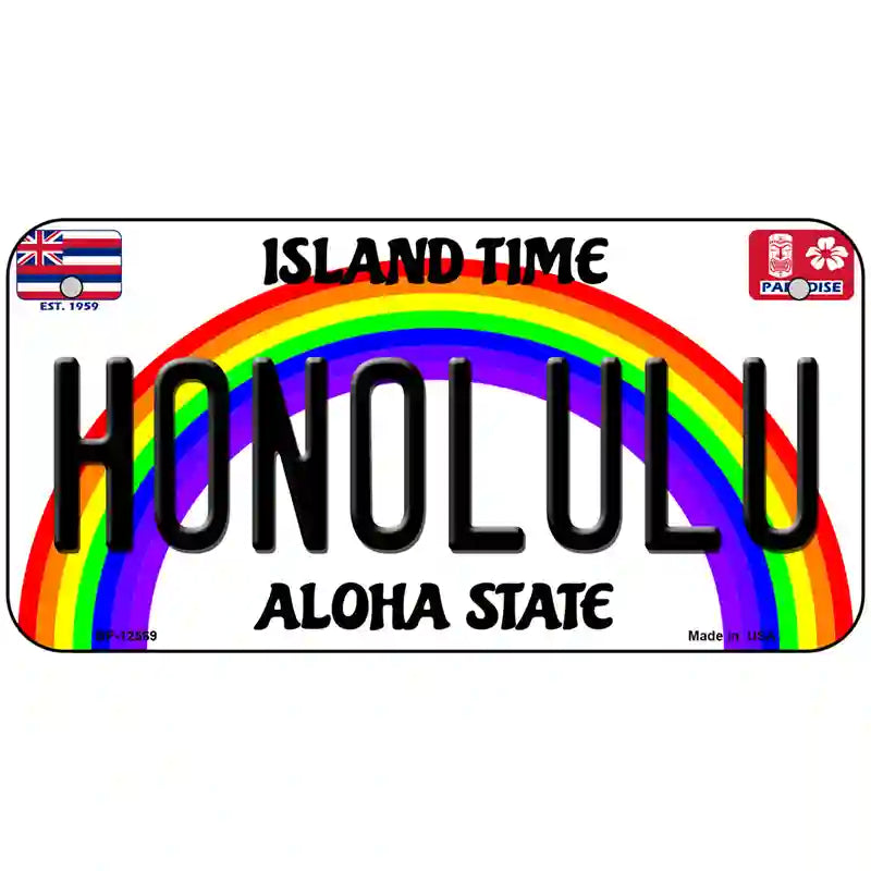 Honolulu Hawaii Novelty Metal License Plate 6" x 3" (BP)