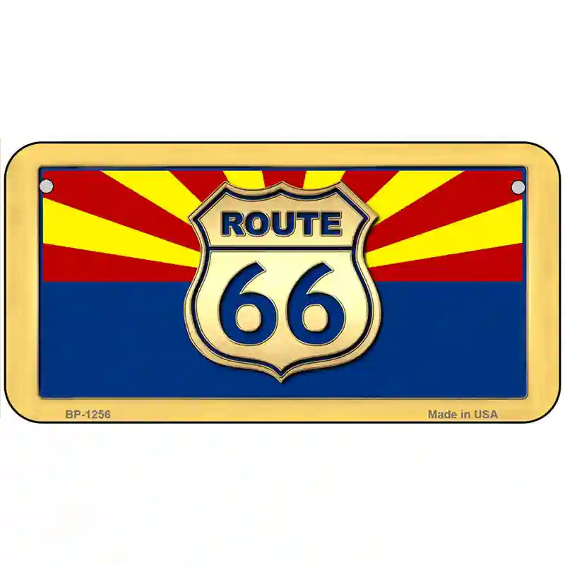 Route 66 Arizona State Flag Novelty Metal License Plate 6" x 3" (BP)