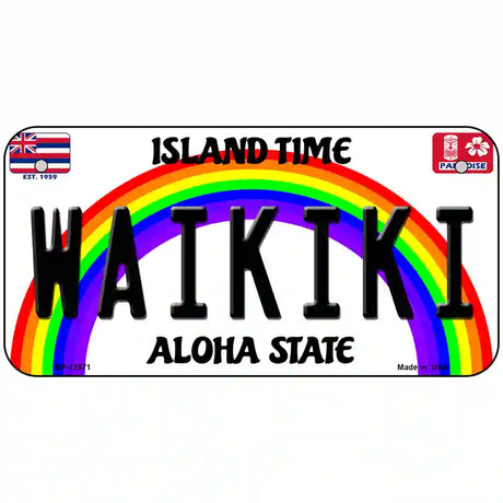 Waikiki Hawaii Novelty Metal License Plate 6" x 3" (BP)