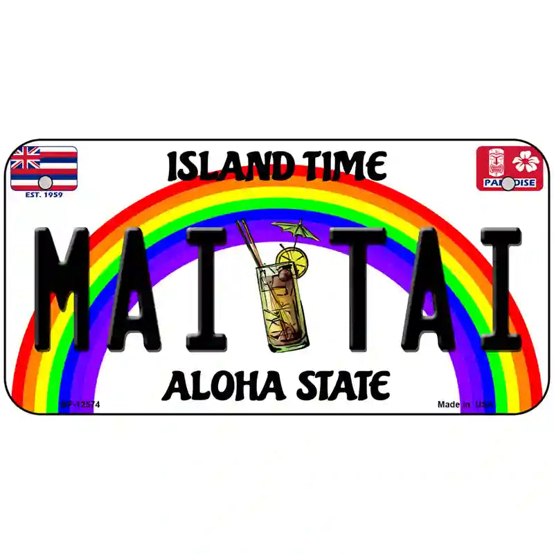 Mai Tai Hawaii Novelty Metal License Plate 6" x 3" (BP)