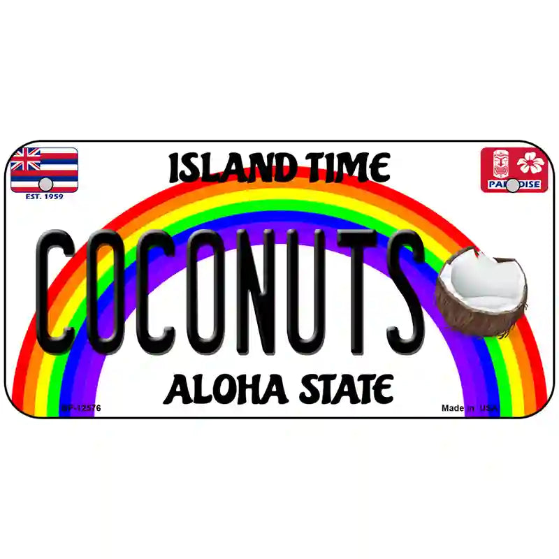 Coconuts Hawaii Novelty Metal License Plate 6" x 3" (BP)