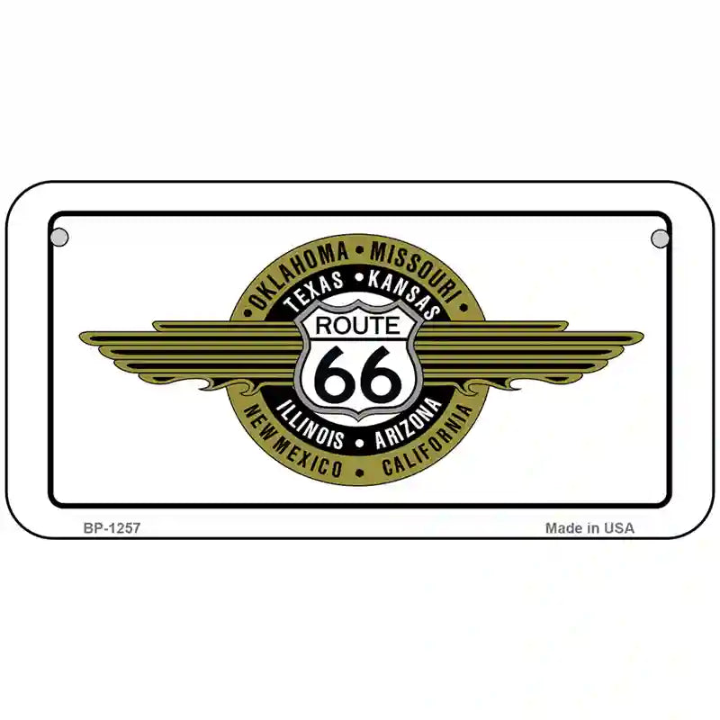 Route 66 Shield Emblem Novelty Metal License Plate 6" x 3" (BP)